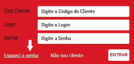 Link Esqueci minha senha na caixa de login.